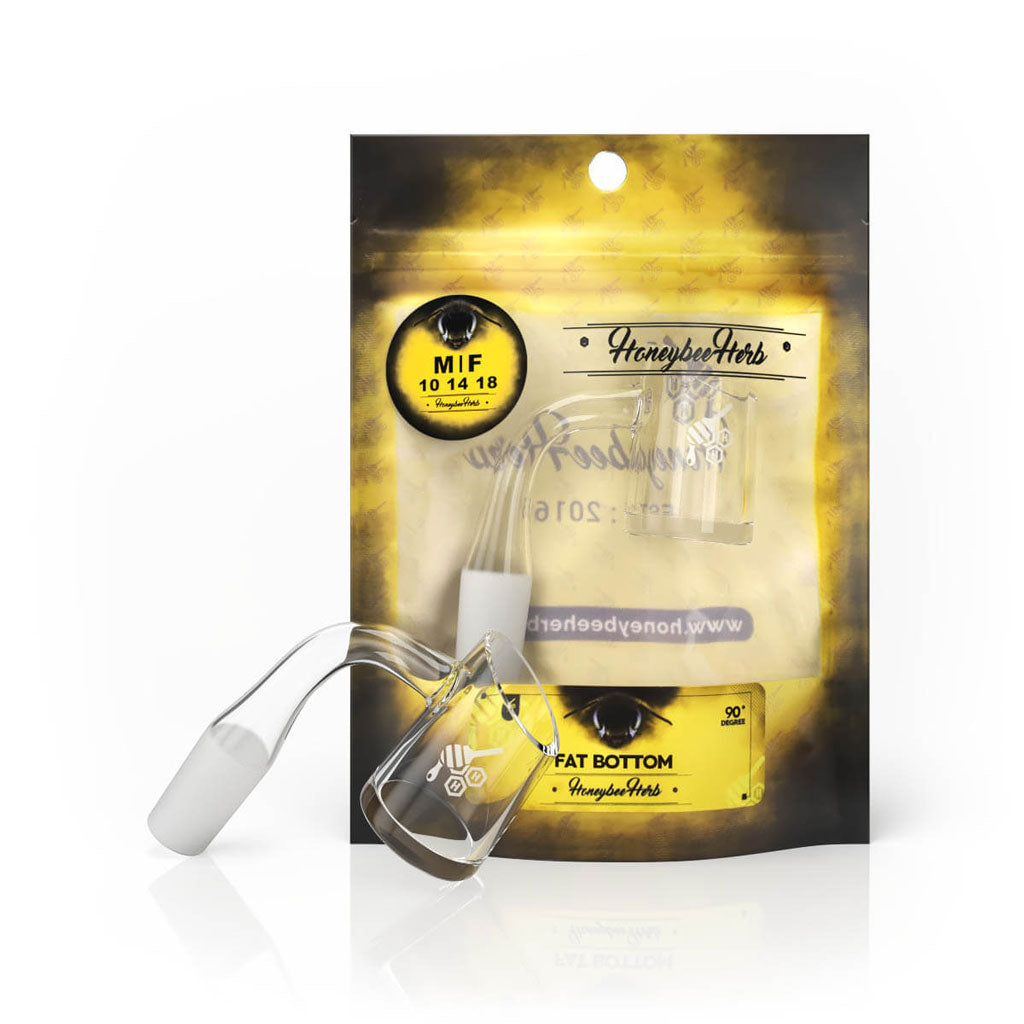 Honeybee Herb Yellow Line Fat Bottom Quartz Banger by Honeybee Herb | Mission Dispensary