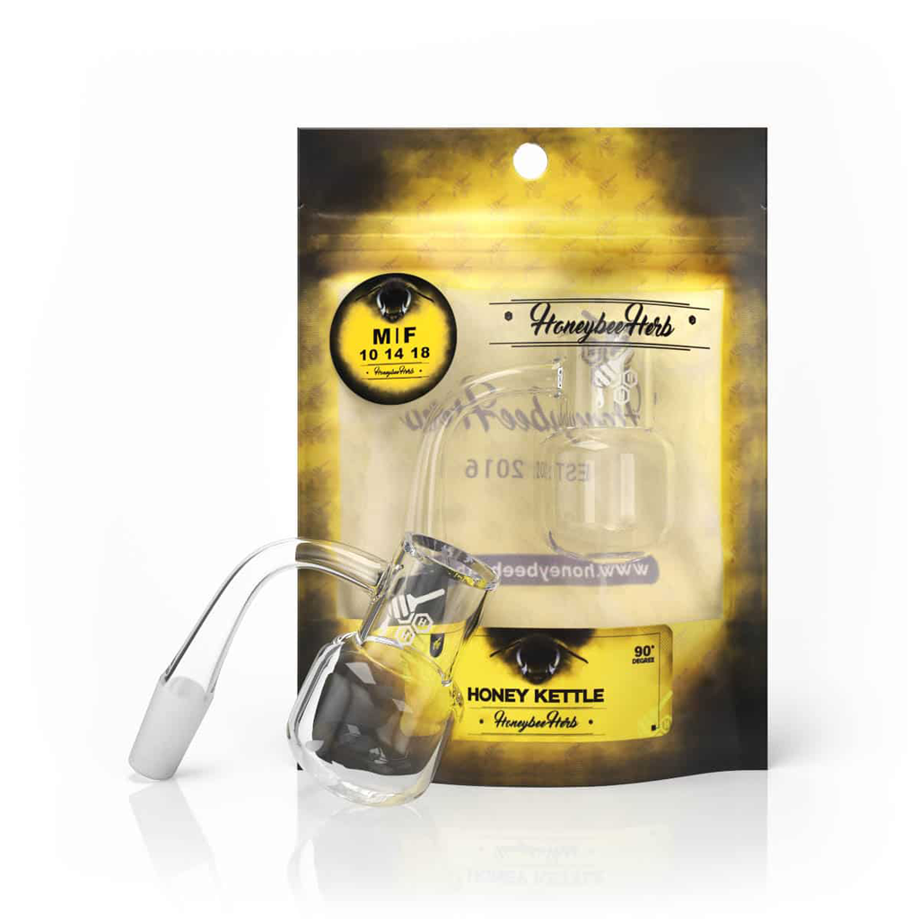 Honeybee Herb Yellow Line Honey Kettle Quartz Banger by Honeybee Herb | Mission Dispensary