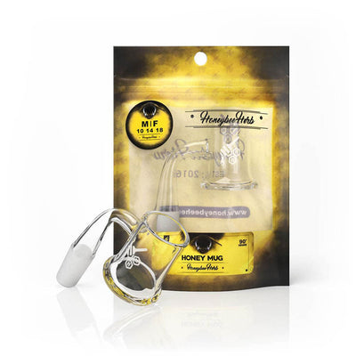 Honeybee Herb Yellow Line Honey Mug Quartz Banger by Honeybee Herb | Mission Dispensary