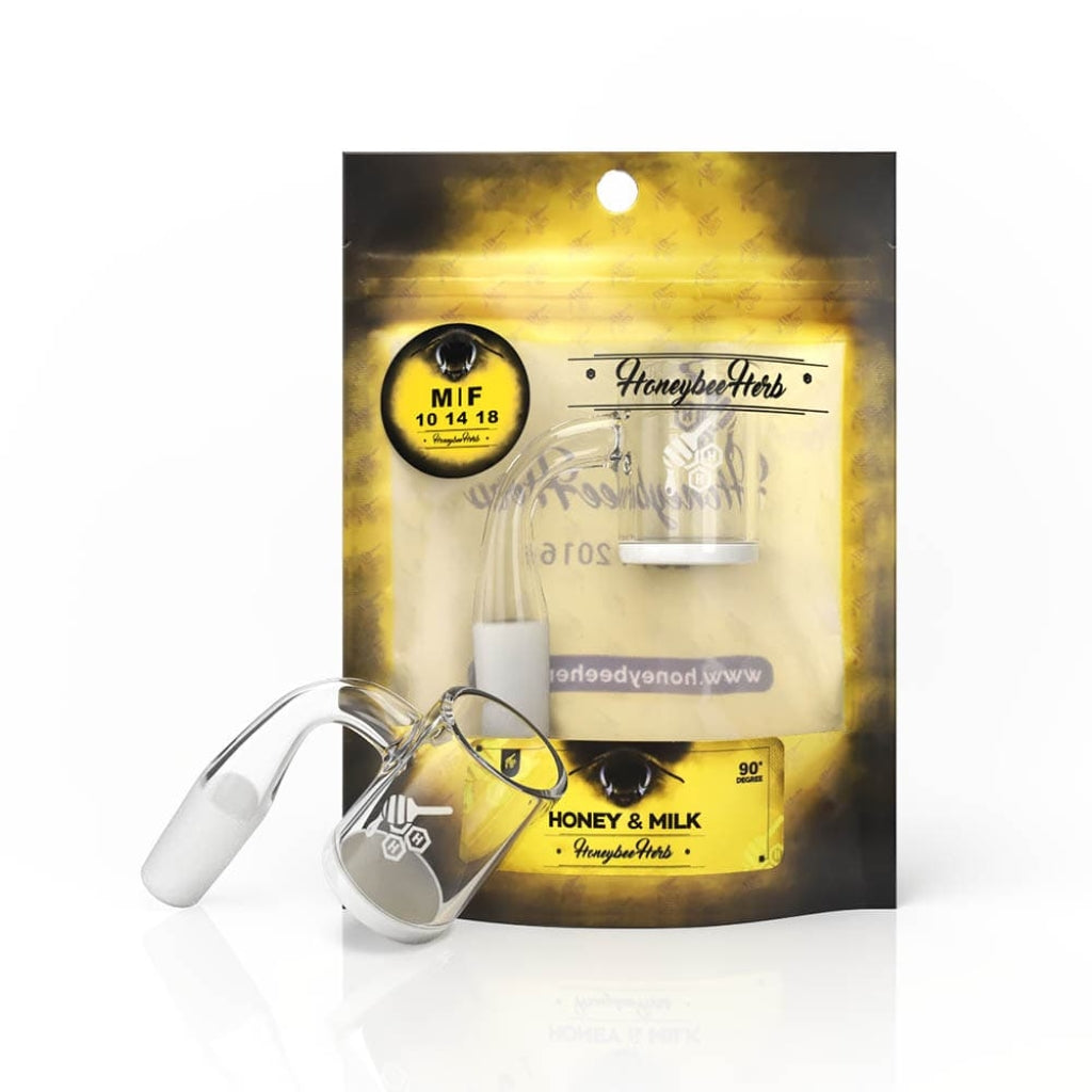 Honeybee Herb Yellow Line Honey & Milk Quartz Banger by Honeybee Herb | Mission Dispensary