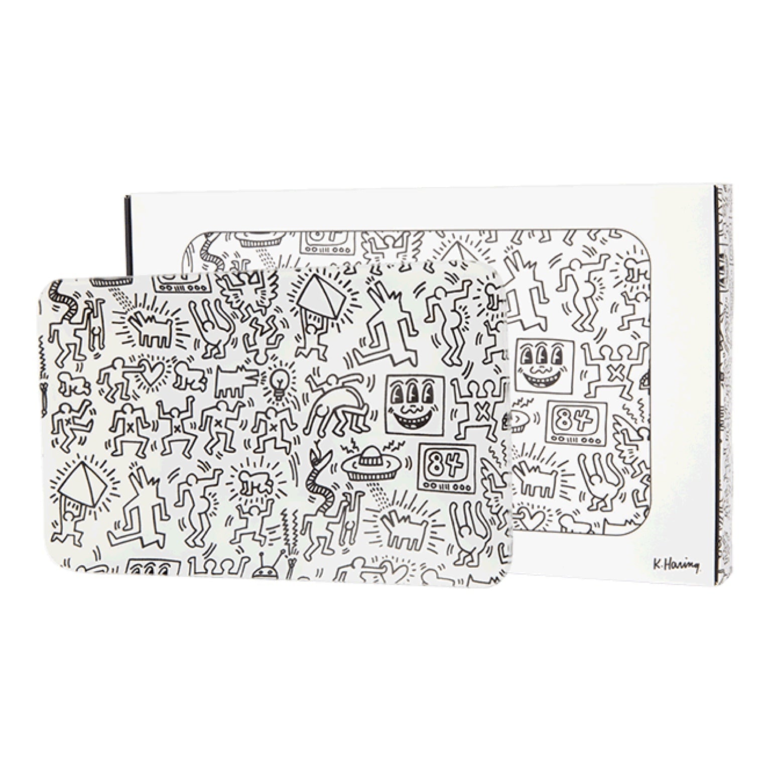 K. Haring Glass Rolling Tray - Black & White by K. Haring Collection | Mission Dispensary