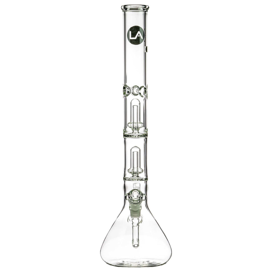 LA Pipes 20” 5mm Thick Double Showerhead Perc Beaker Bong by LA Pipes | Mission Dispensary