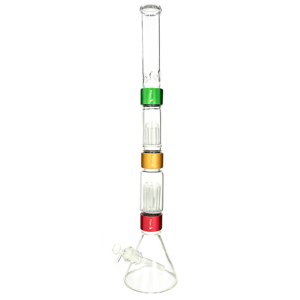 Prism Pipes 25.5” Rasta Double Tree Perc Beaker Bong by Prism Pipes | Mission Dispensary