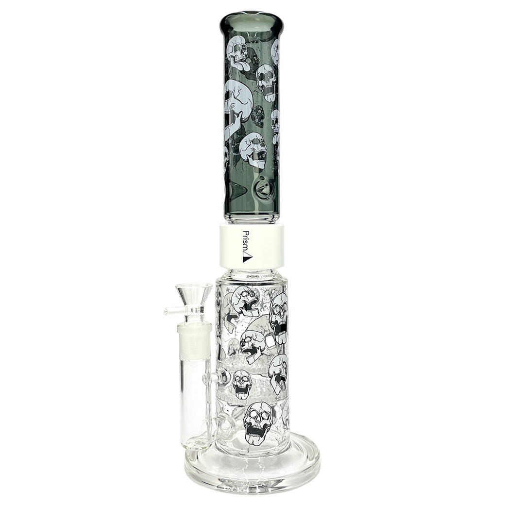 Prism Pipes 15” Skull Honeycomb Perc Straight Tube Bong