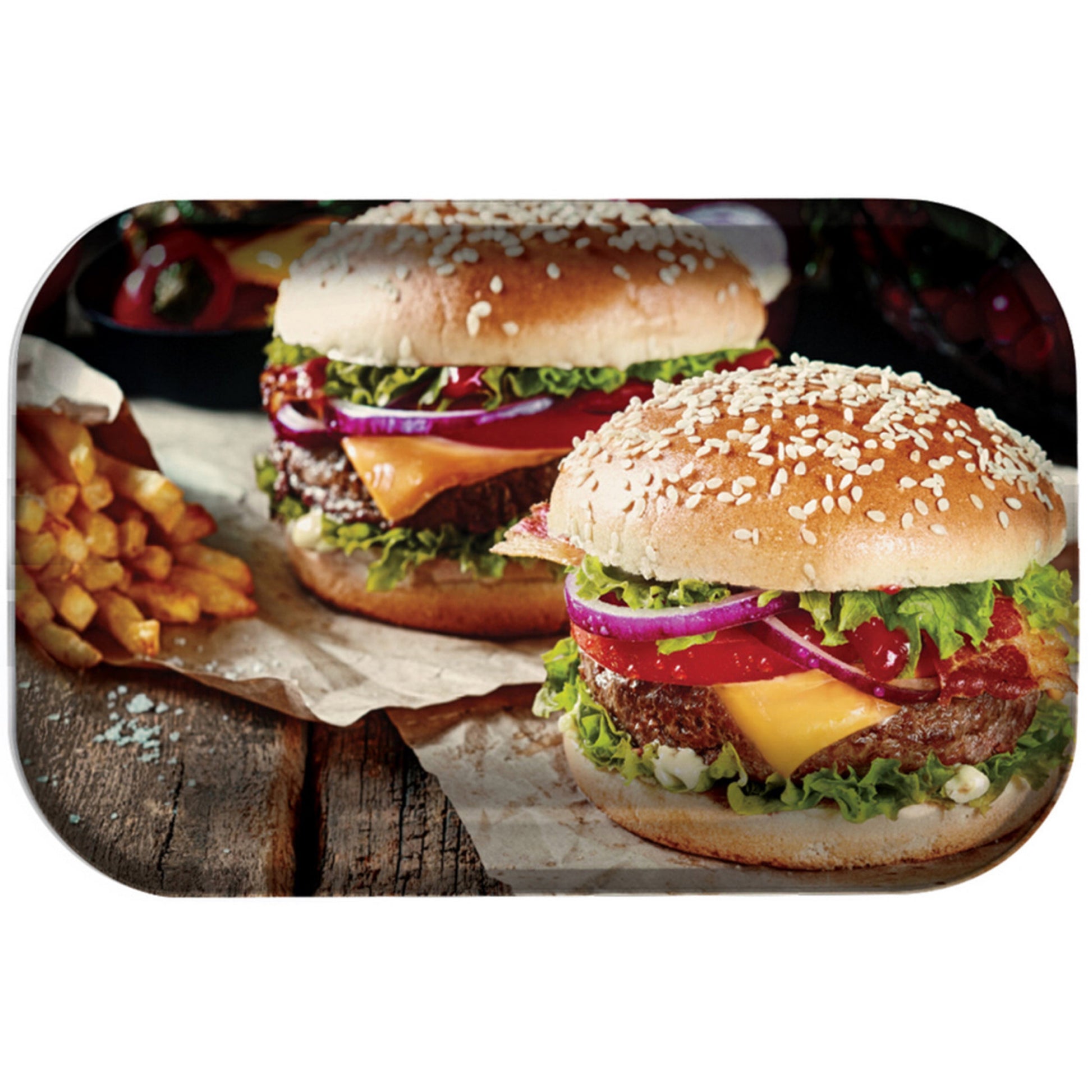 Pulsar “Burger World” Metal Rolling Tray (11” x 7”) by Pulsar | Mission Dispensary