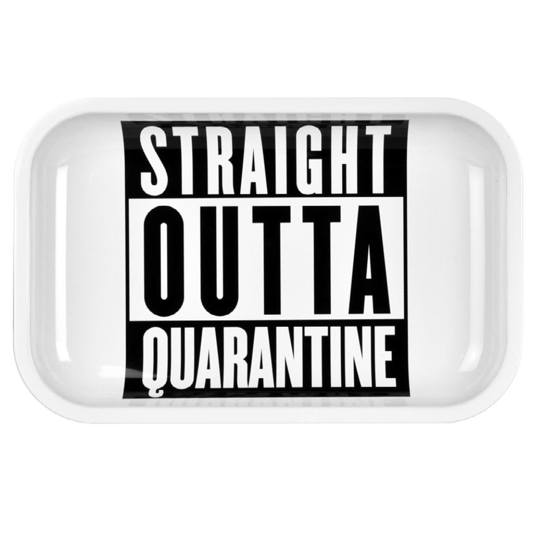 Pulsar “Straight Outta Quarantine” Metal Rolling Tray (11” x 7”) by Pulsar | Mission Dispensary