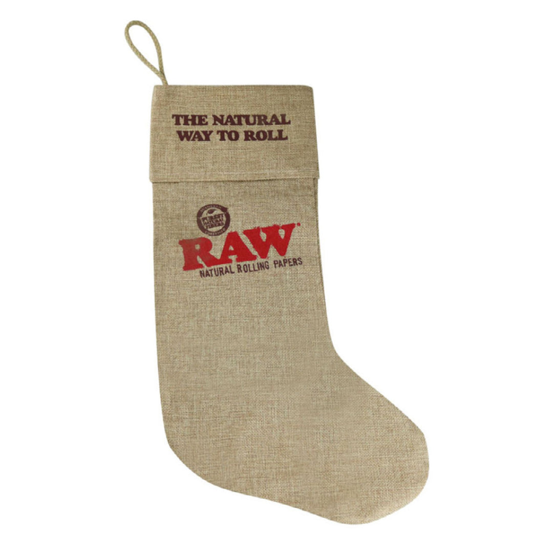 Raw® Burlap Holiday Stocking 🎄 by RAW Rolling Papers | Mission Dispensary