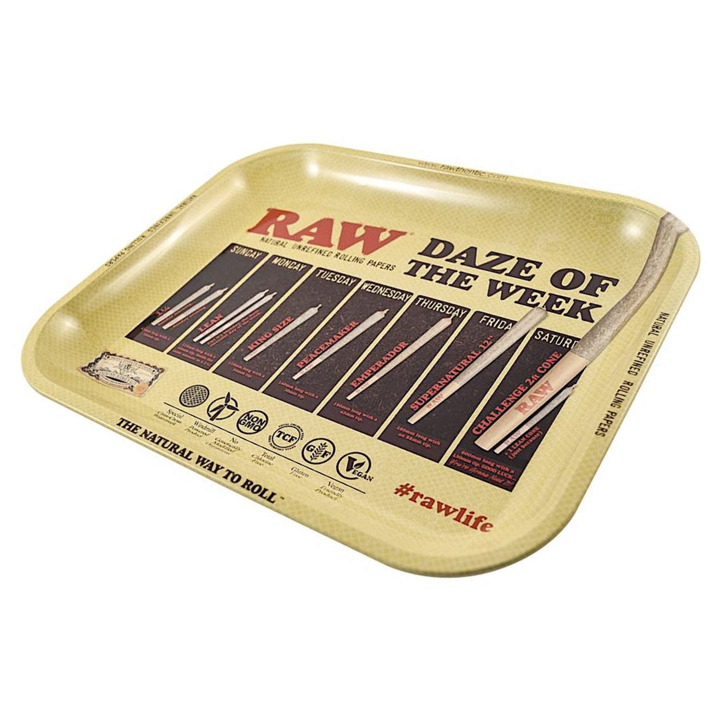 Raw® Daze Of The Week Large Metal Rolling Tray (14 x 11) by RAW Rolling Papers | Mission Dispensary